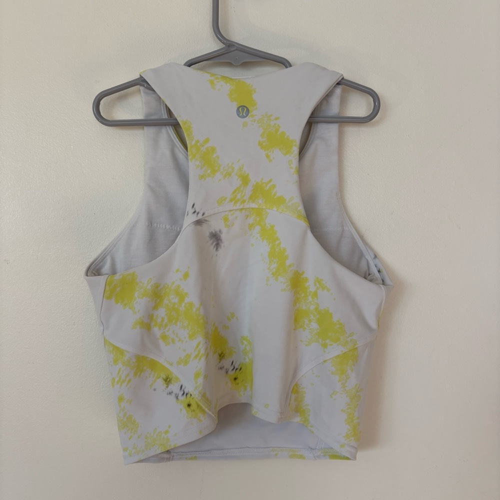 Lululemon Invigorate Sports Bra Size 6 White Base Yellow Splashes Pads Included - Picture 3 of 5